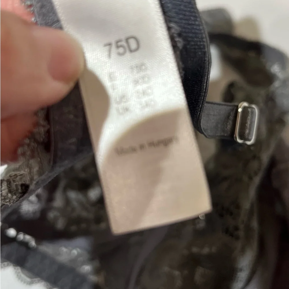 NWOT HANRO Grey Lace Bralette 34D, Soft Cup, Luxury Lingerie, Wireless Support - Picture 5 of 6